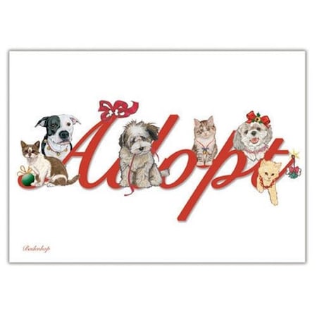 Pipsqueak Productions C589 Adopt Mix Dog With Cat Christmas Boxed Cards - Pack Of 10